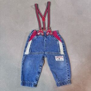 Vintage Little Levis Classics Toddler Denim Jeans Pants W/ Suspenders 18 Months